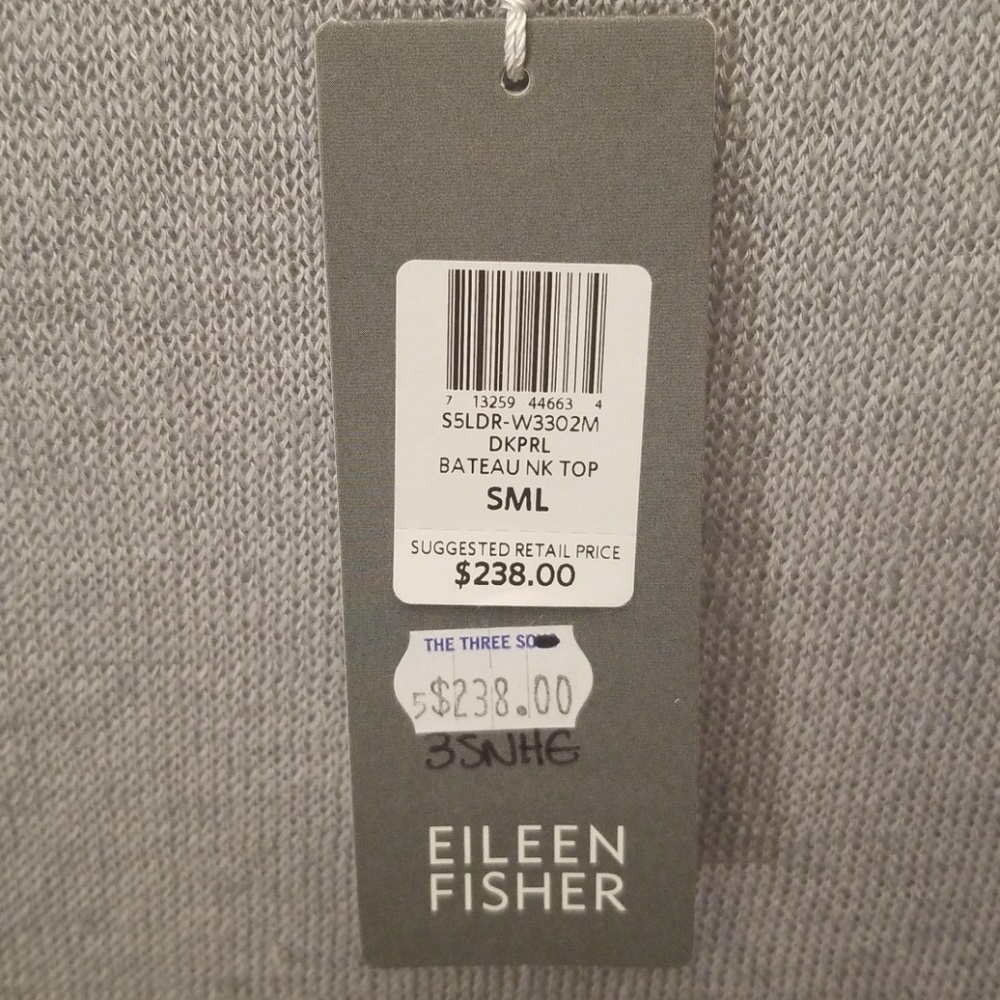 Eileen Fisher blouse 100% Linen Delave gray cream - Picture 4 of 8